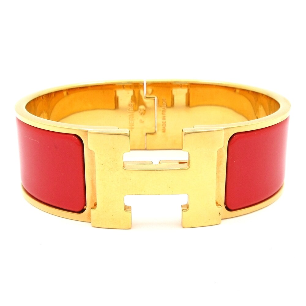 Hermès Clic Clac Bangle Gold Red Hardware Ceramic